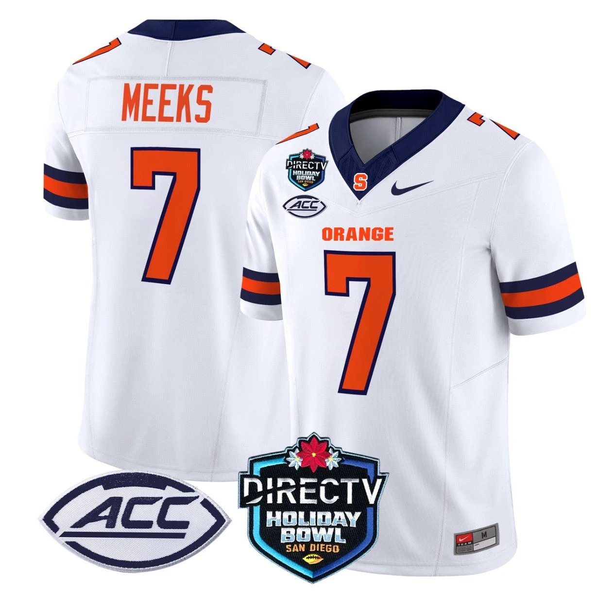 Jackson Meeks Jersey #7 Syracuse Orange 2025 Holiday Bowl Patch White by My Store
