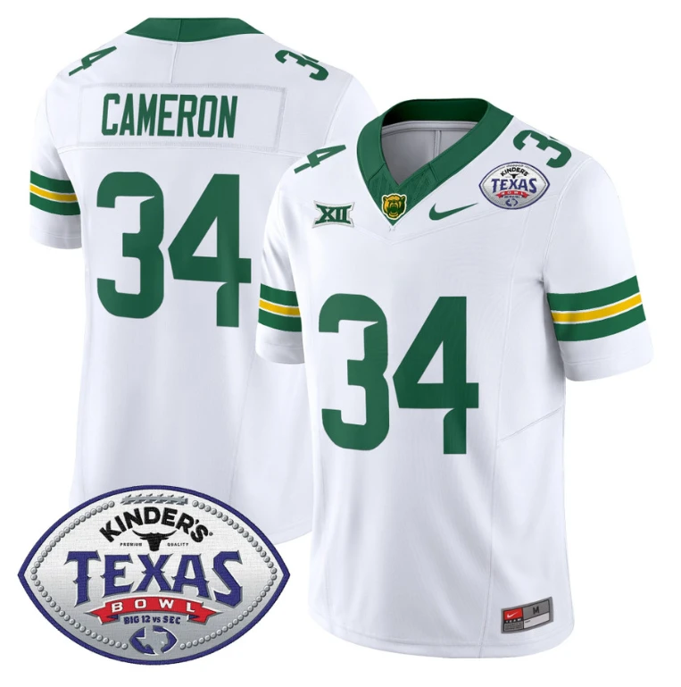 Josh Cameron Jersey #34 Baylor Bears 2024 Texas Bowl Football Stitched White by My Store