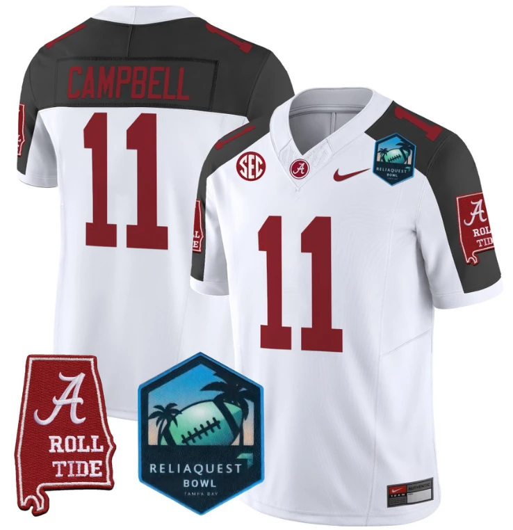 Jihaad Campbell Jersey #11 Alabama Crimson Tide 2025 ReliaQuest Bowl Inverted by My Store