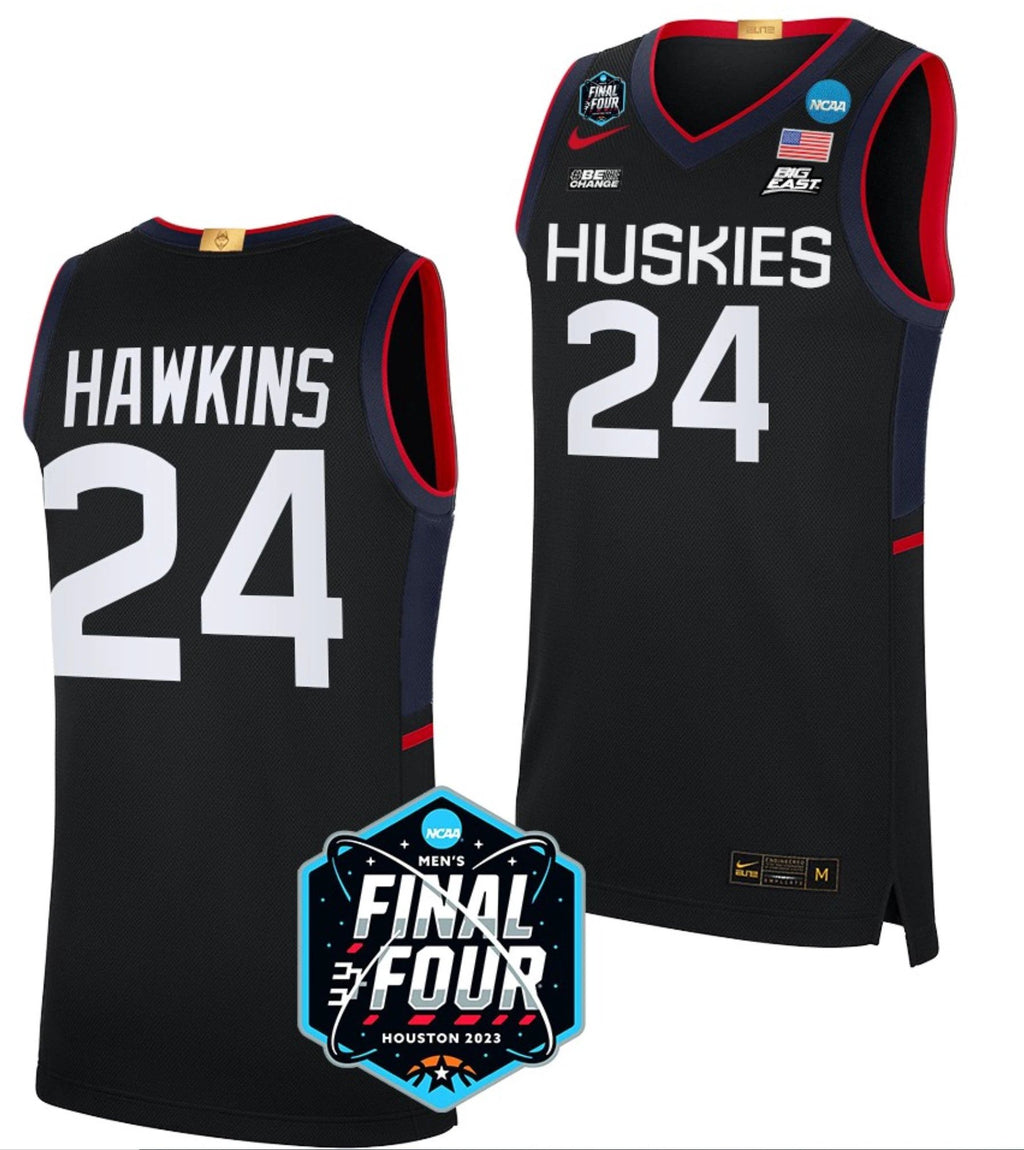 Jordan Hawkins Jersey UConn Huskies College Basketball 2023 NCAA Final Four Black #24 by My store basketball