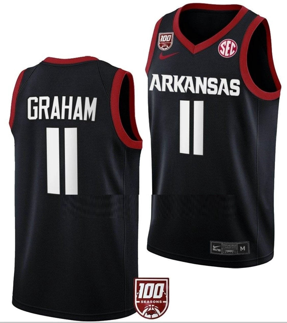 Jalen Graham Jersey Arkansas Razorbacks College Basketball 100 Season #11 by My store basketball