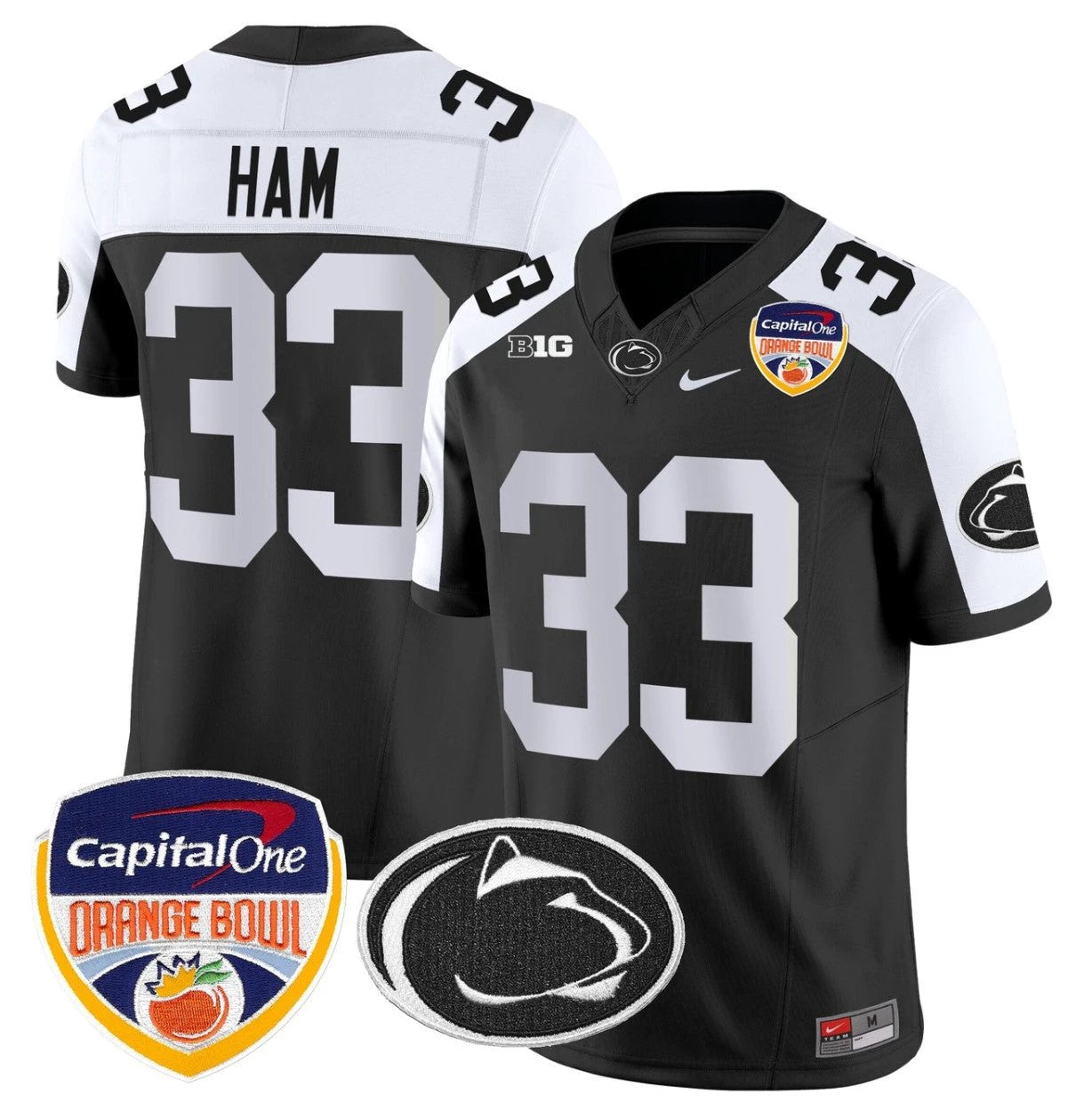 Jack Ham Jersey #33 Penn State Orange Bowl Patch Stitched Black Alternate by NCAA Football Jersey
