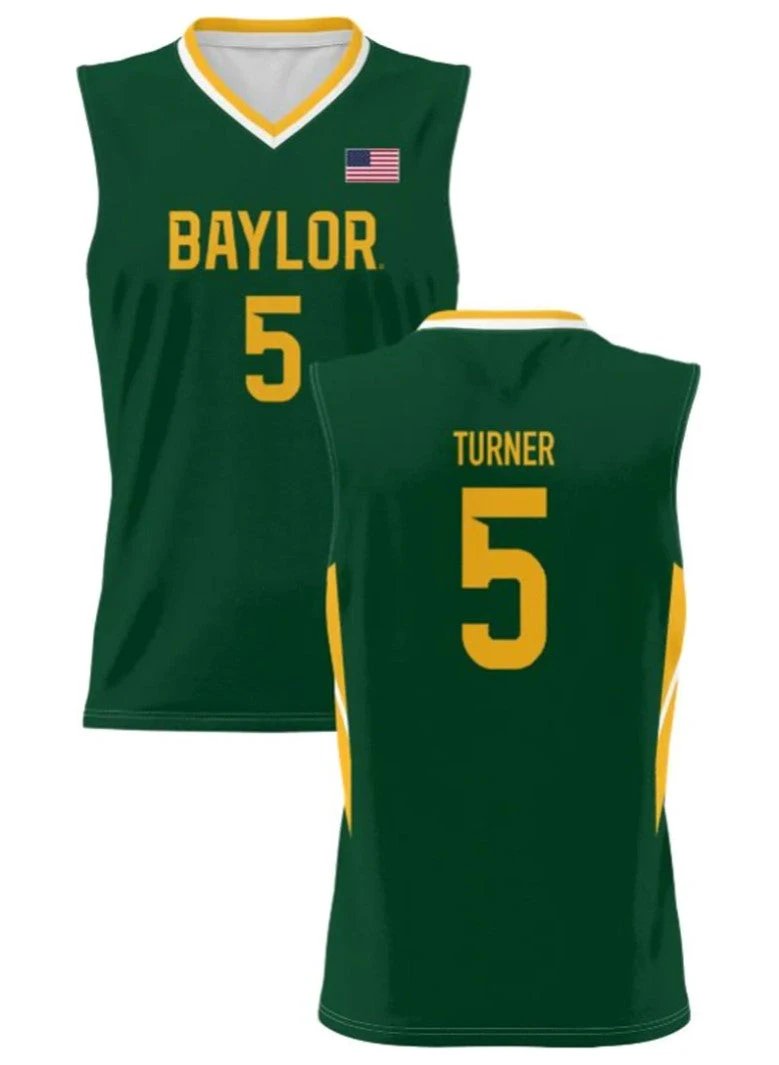 Jordan Turner Jersey Baylor Bears College Basketball Green #5 by My store basketball