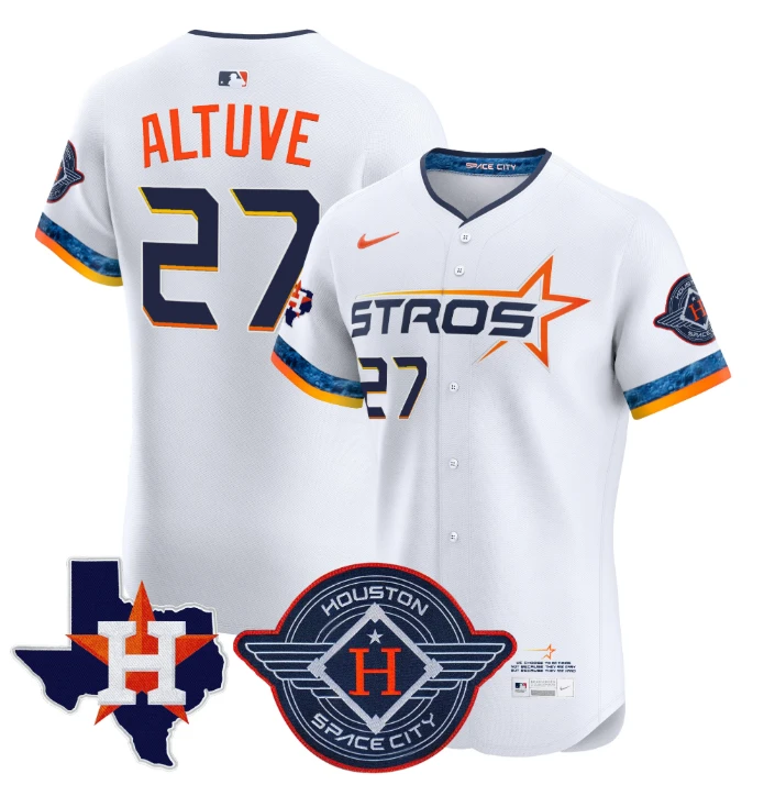 José Altuve Jersey #27 Houston Astros 2025 City Connect Texas Patch Premier Elite Stitched White by My Store