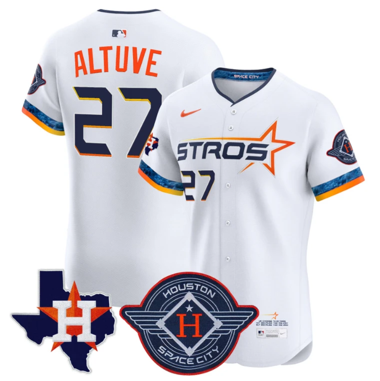 José Altuve Jersey #27 Houston Astros 2025 City Connect Texas Patch Premier Elite Stitched White by My Store