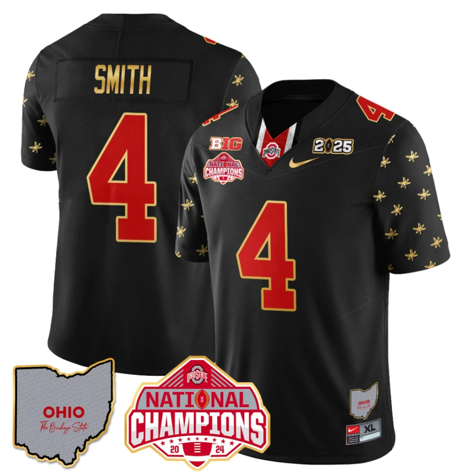 Jeremiah Smith Jersey #4 Ohio State National Champions 2025 Patch by My Store NCAA Football Jerseys
