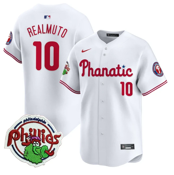 J.T.Realmuto Jersey #10 Phillies Phanatic Patch Vapor Premier Limited Stitched White by My Store