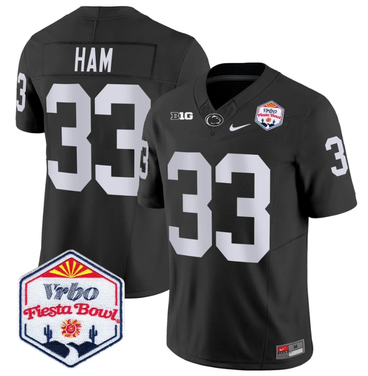 Jack Ham Jersey #33 Penn State 2024 Fiesta Bowl Patch Stitched Black by NCAA Football Jersey