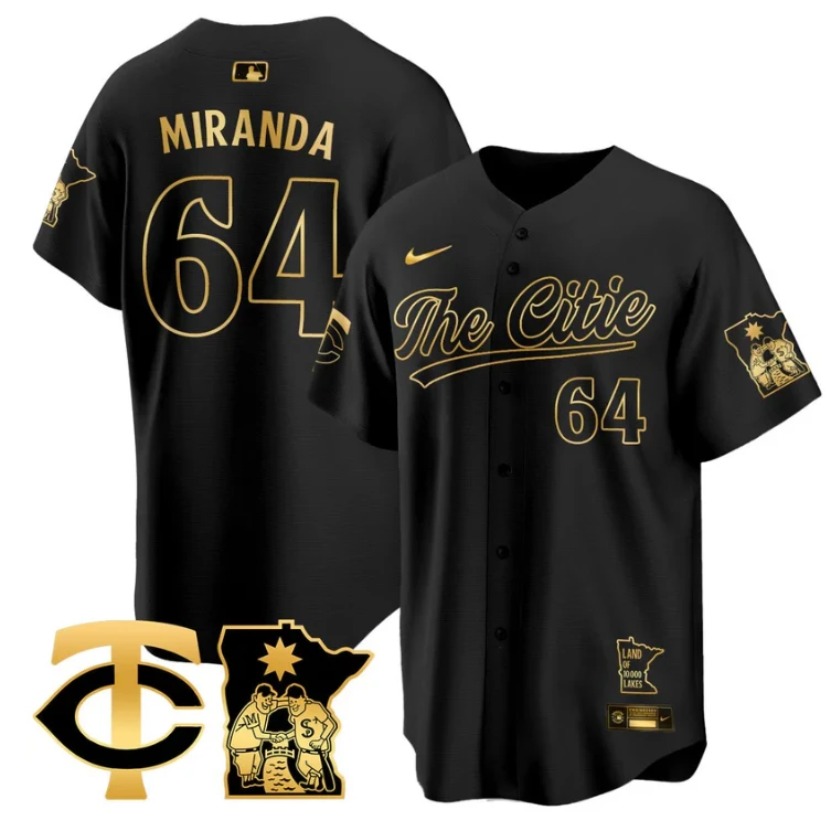 Jose Miranda Jersey #64 Minnesota Twins 2025 City Connect Concept Stitched Black Gold by My Store