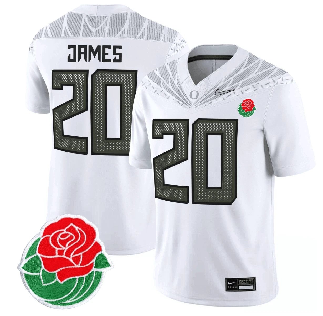 Jordan James Jersey #20 Oregon Ducks Rose Bowl Patch Vapor Football White by My Store