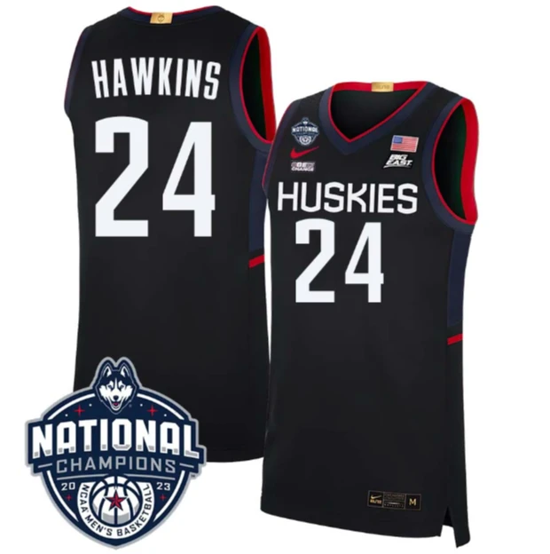 Jordan Hawkins Jersey #24 UConn Huskies 2023 National Champions College Basketball by My store basketball