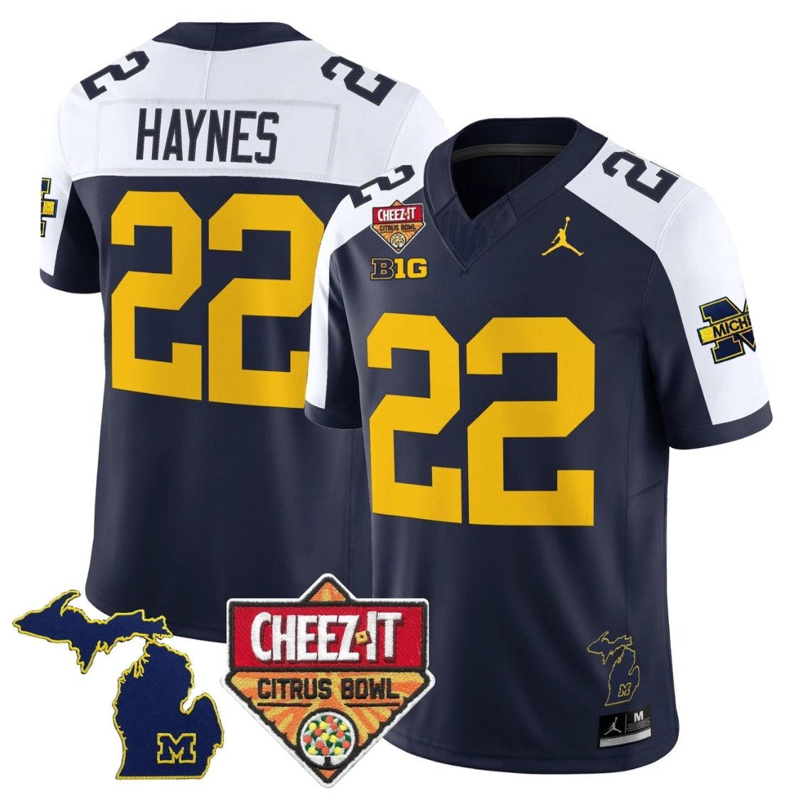 Justice Haynes Jersey #22 Michigan Wolverines 2025 Cheez-It Citrus Bowl by My Store NCAA Football Jerseys