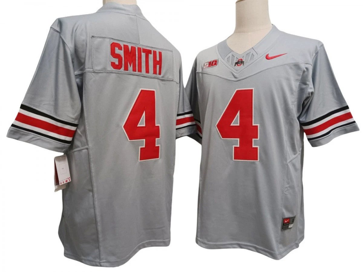 Jeremiah Smith Jersey #4 Ohio State Buckeyes Vapor F.U.S.E. Football Limited Gray by My Store