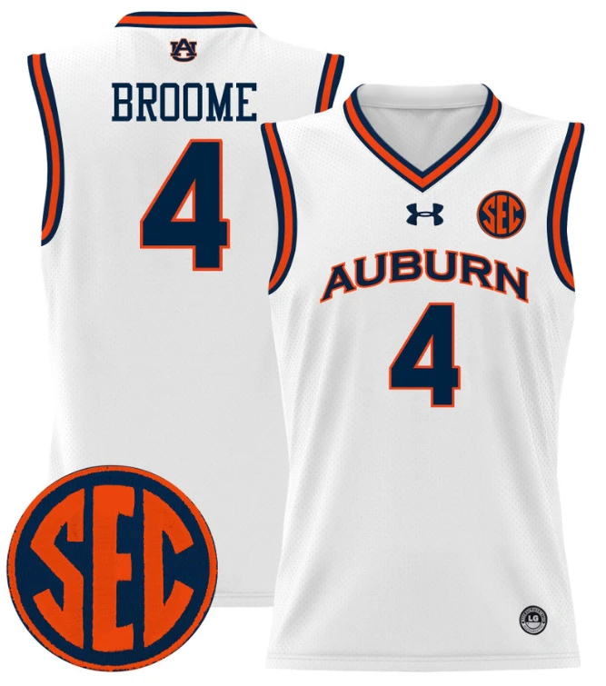 Johni Broome Jersey #4 Auburn Tigers 2024 Lightweight Basketball White by My store basketball