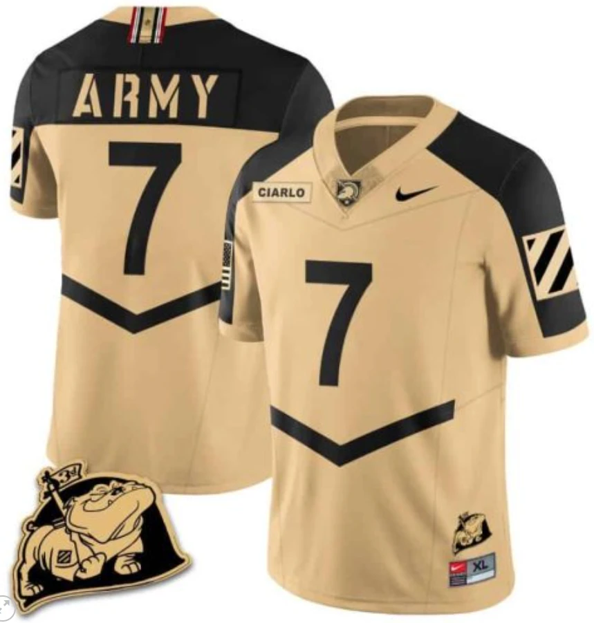Jimmy Ciarlo Jersey #7 Army Black Knights Jersey Rocky The Bulldog Patch Vapor Limited College Football Stitched Gold Alternate by My Store