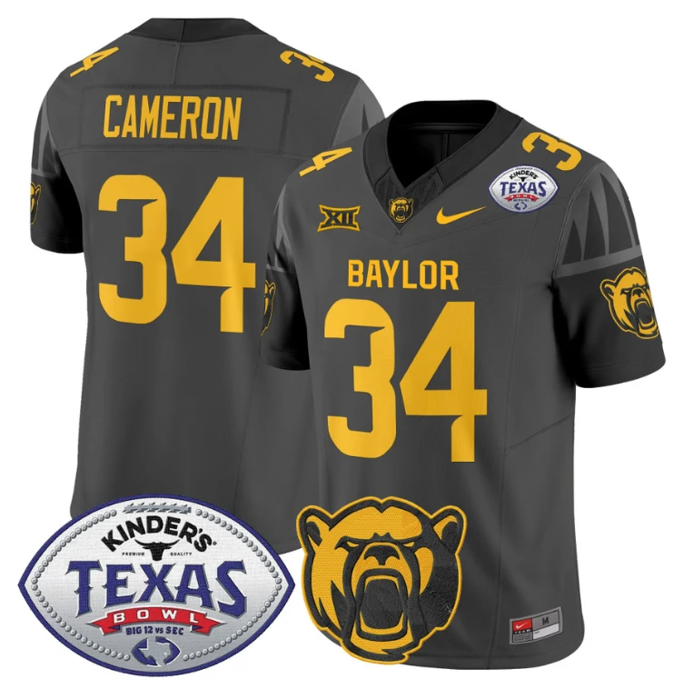 Josh Cameron Jersey #34 Baylor Bears 2024 Texas Bowl Football Stitched Black by My Store