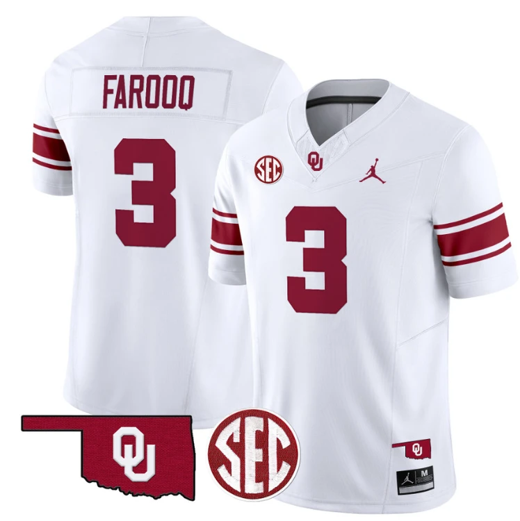 Jalil Farooq Jersey #3 Oklahoma Sooners Football Throwback Vapor Limited Stitched White by My Store