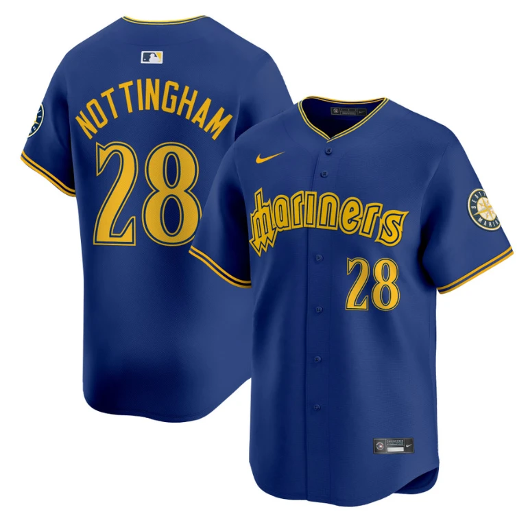 Jacob Nottingham Jersey #28 Seattle Mariners 2025 Vapor Premier Limited Stitched Blue by My Store