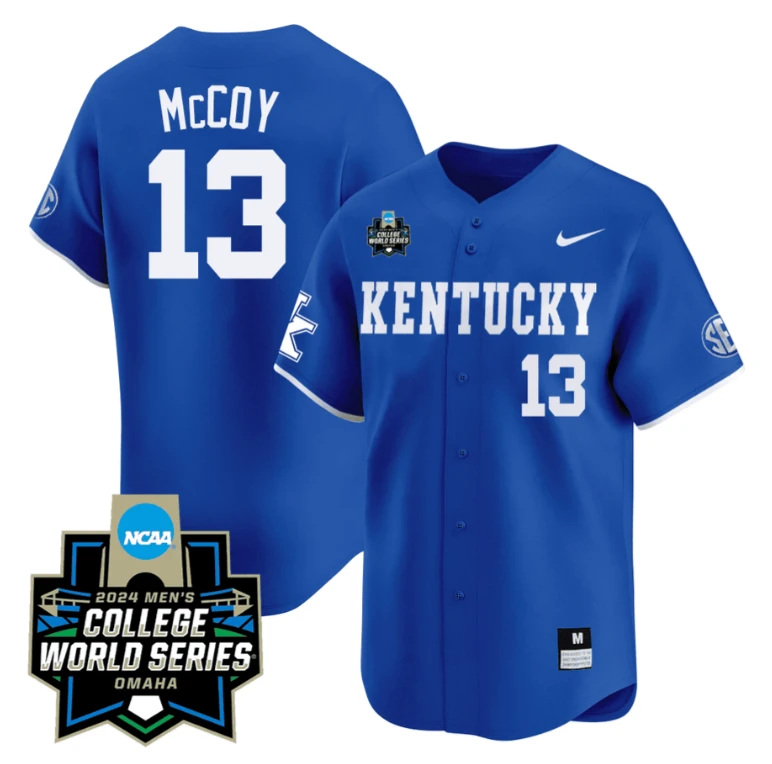 James McCOY Jersey #13 Kentucky Wildcats 2024 College World Series Vapor Premier Limited NCAA Baseball Stitched Blue by My Store