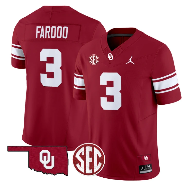 Jalil Farooq Jersey #3 Oklahoma Sooners Football Throwback Vapor Limited Stitched Crimson by My Store