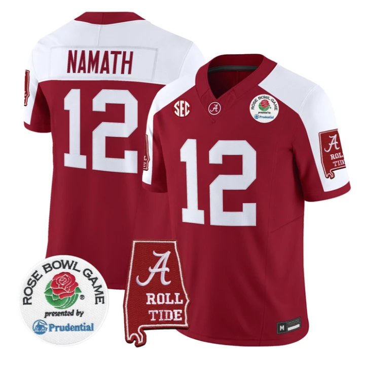Joe Namath Jersey #12 Alabama Crimson Tide 2026 Rose Bowl Stitched by My Store NCAA Football Jerseys