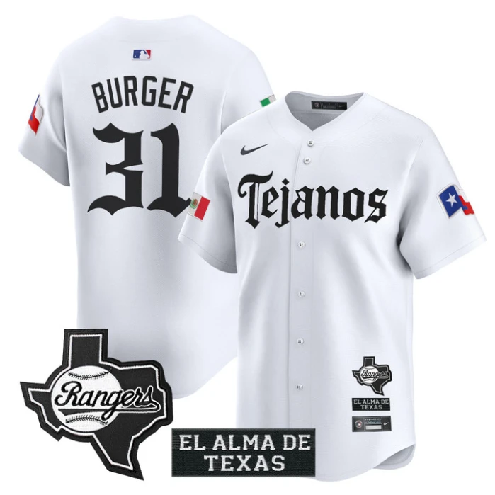 Jake Burger Jersey #31 Texas Rangers Mexico Tejano Barrio Style Vapor Limited Stitched White by My Store