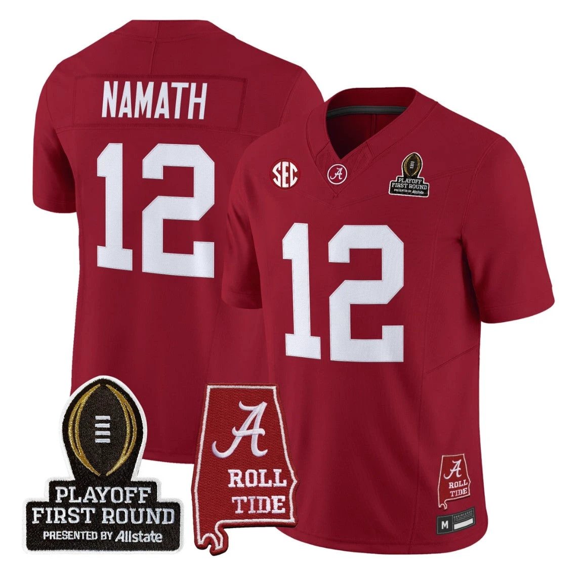 Joe Namath Jersey #12 Alabama Crimson 2025 Playoff First Round Stitched by My Store NCAA Football Jerseys