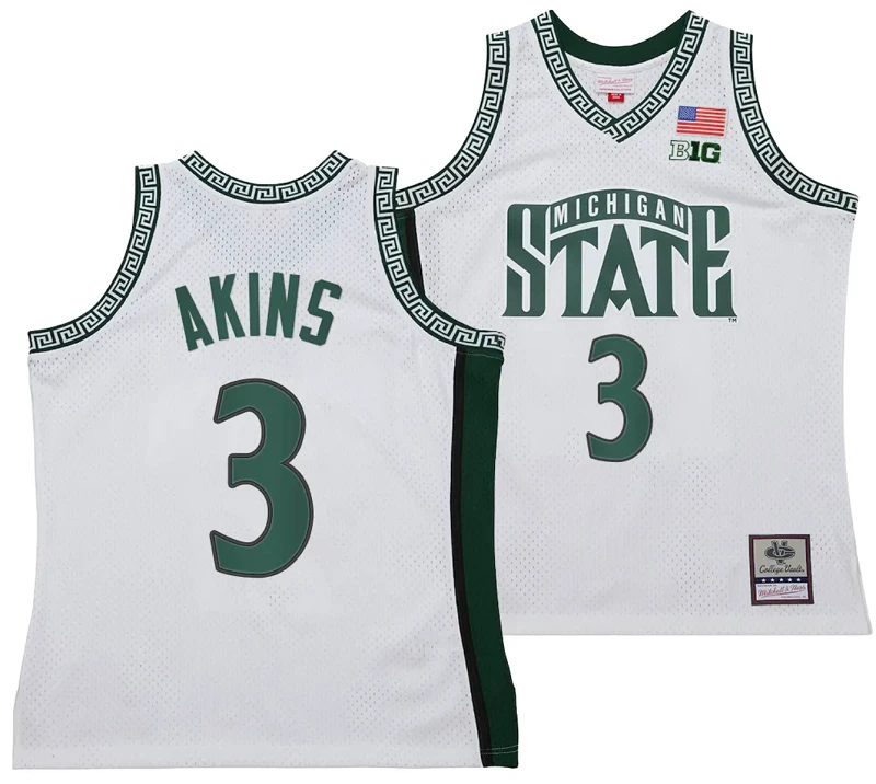 Jaden Akins Jersey #3 Michigan State Spartans 125th Basketball Anniversary 1999 Throwback White by My store basketball