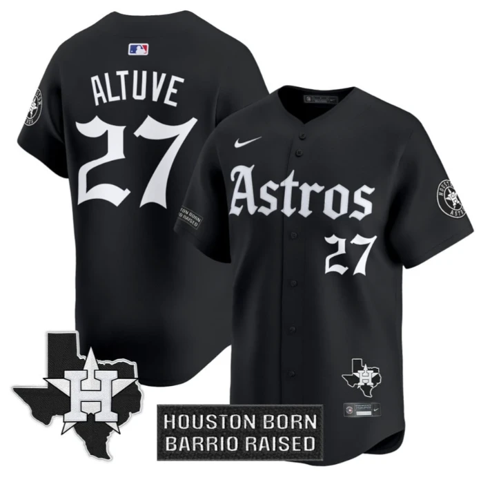 José Altuve Jersey #27 Houston Astros Gothic Edition Vapor Premier Limited Stitched Black by My Store