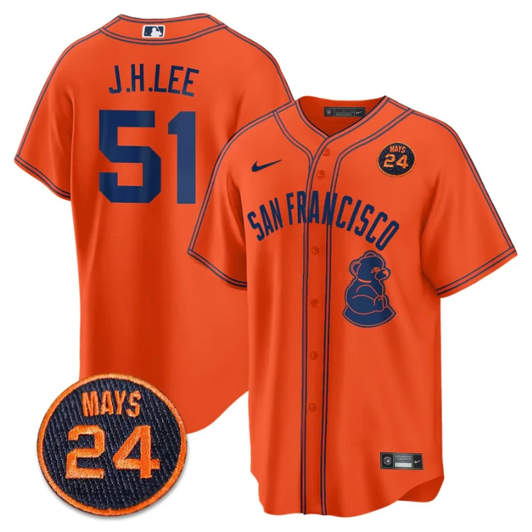 Jung-hoo Lee Jersey #51 San Francisco Giants #24 Willie Mays Patch 2024 Premier Orange Limited by My Store