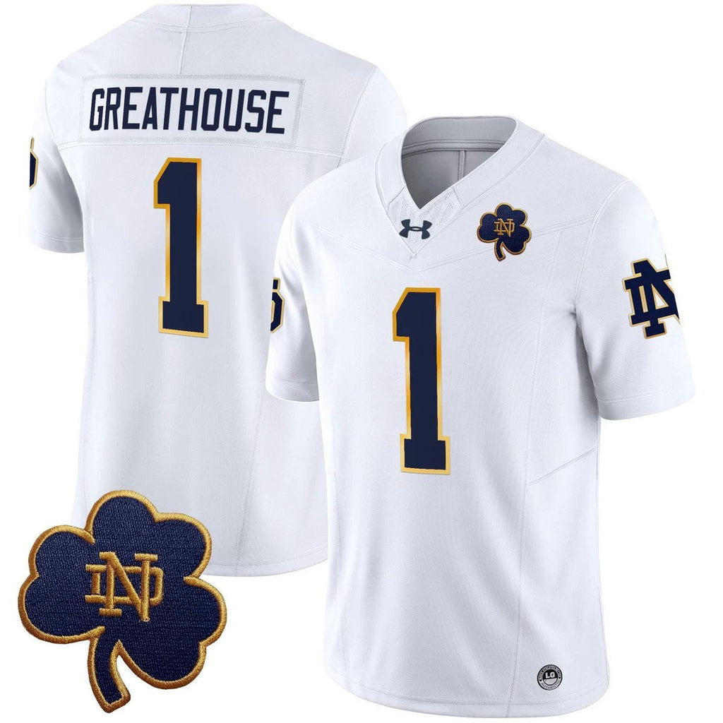 Jaden Greathouse Jersey #1 Notre Dame 2025 Vapor Limited V3 Stitched Throwback by My Store NCAA Football Jerseys