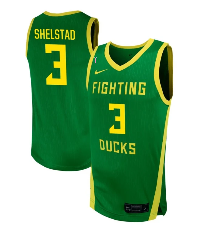 Jackson Shelstad Jersey #3 Oregon Ducks NIL Basketball Green by My store basketball