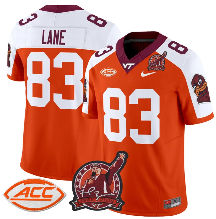 Jaylin Lane Jersey #83 Virginia Tech Hokies Coach Frank Beamer Orange Alternate by NCAA Football Jersey