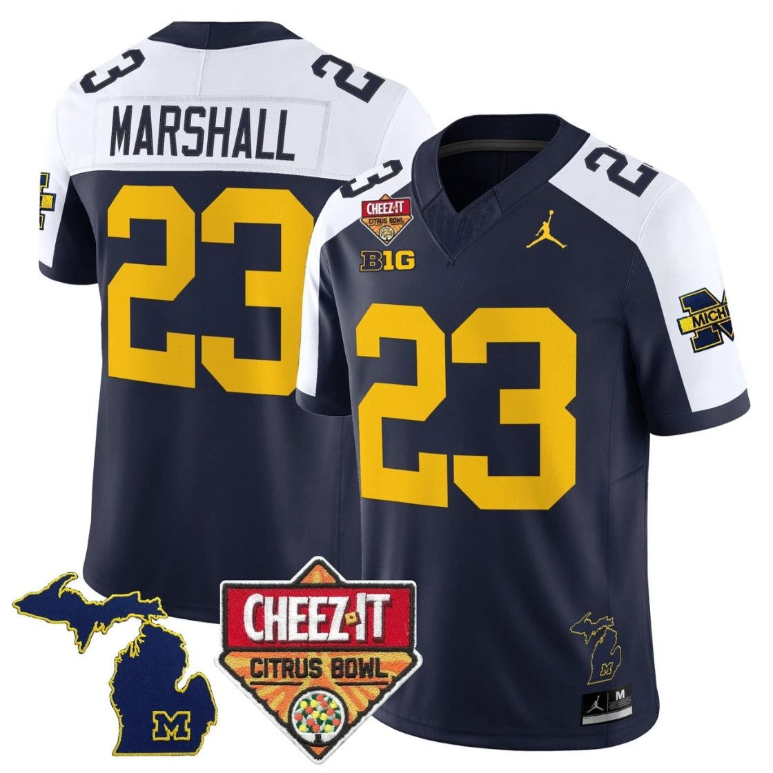 Jordan Marshall Jersey #23 Michigan Wolverines 2025 Cheez-It Citrus Bowl by My Store NCAA Football Jerseys