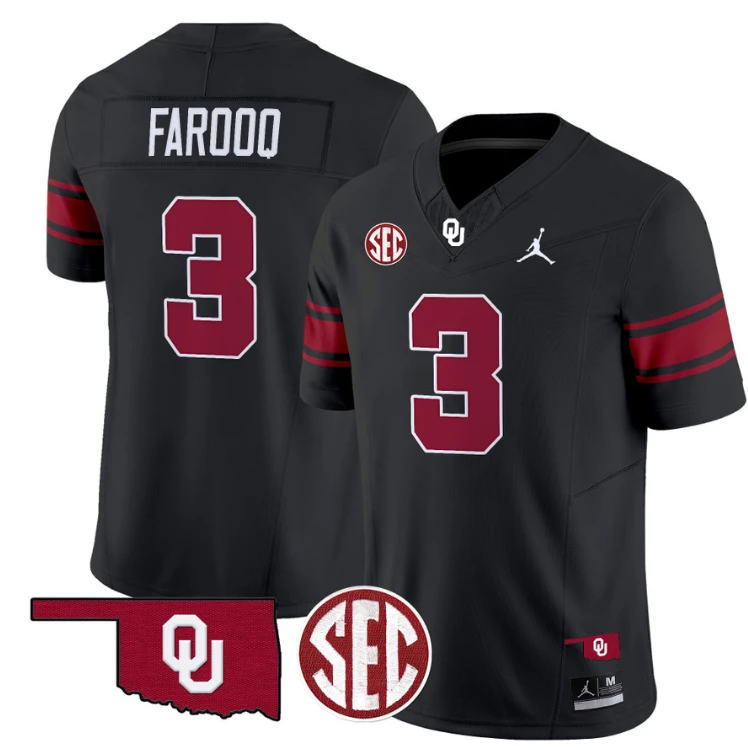 Jalil Farooq Jersey #3 Oklahoma Sooners Football Throwback Vapor Limited Stitched Black by My Store