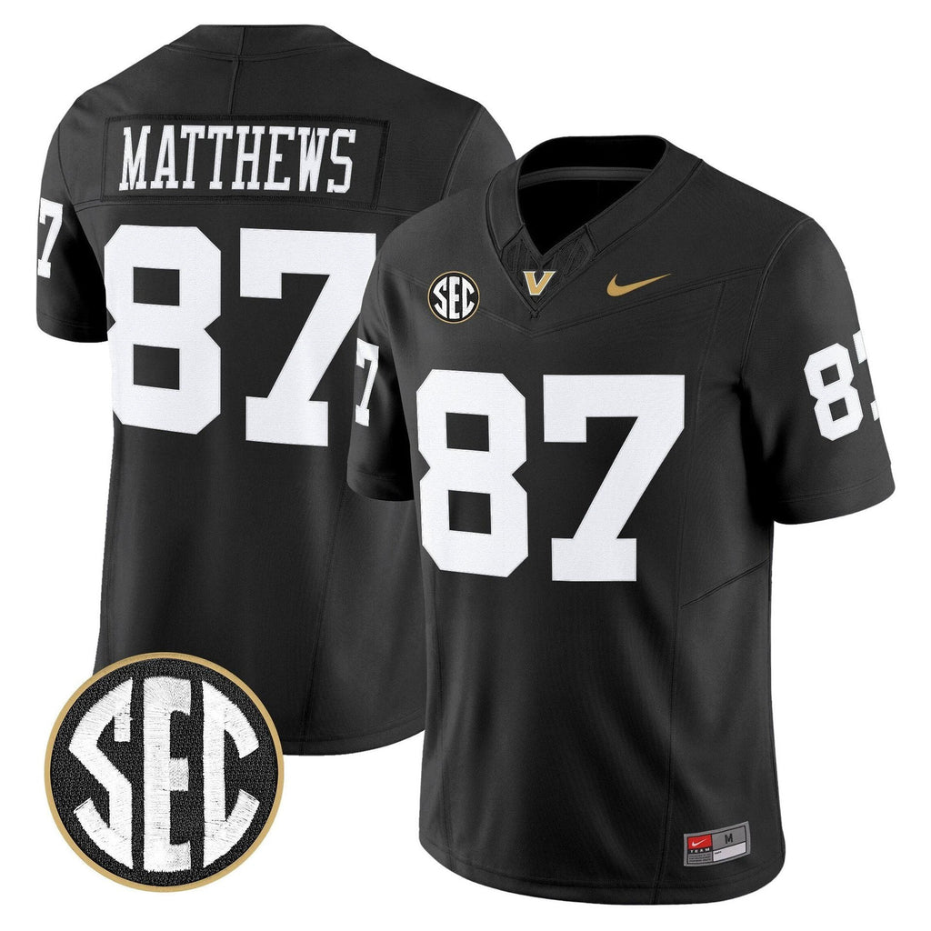 Jordan Matthews Jersey #87 Vanderbilt Commodores 2025 Limited Stitched Black by My Store