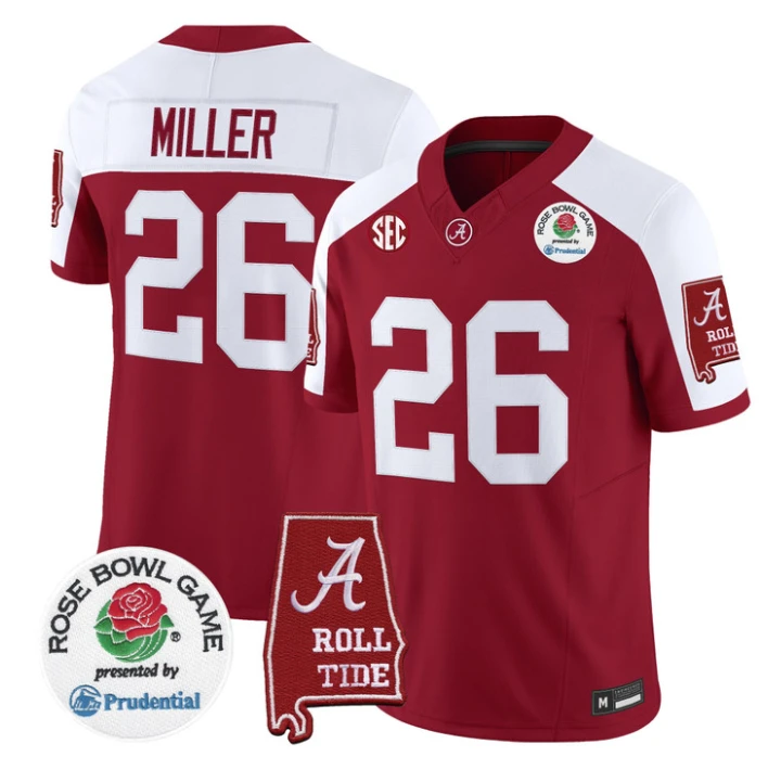 Jam Miller Jersey #26 Alabama Crimson Tide 2026 Rose Bowl Stitched by My Store NCAA Football Jerseys