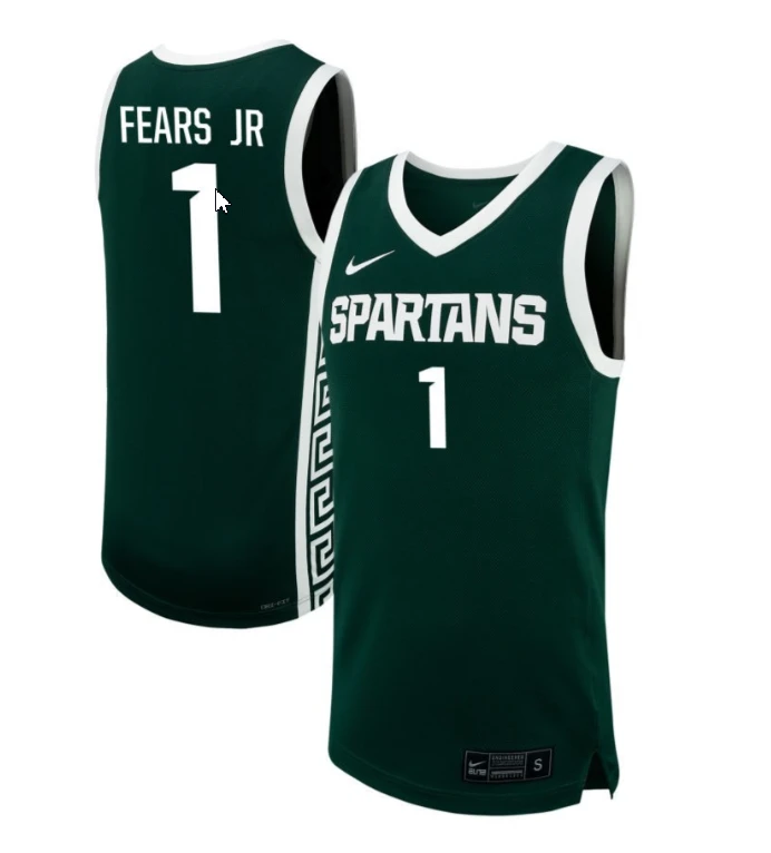 Jeremy Fears Jr Jersey #1 Michigan State Spartans NIL Basketball Green by My store basketball