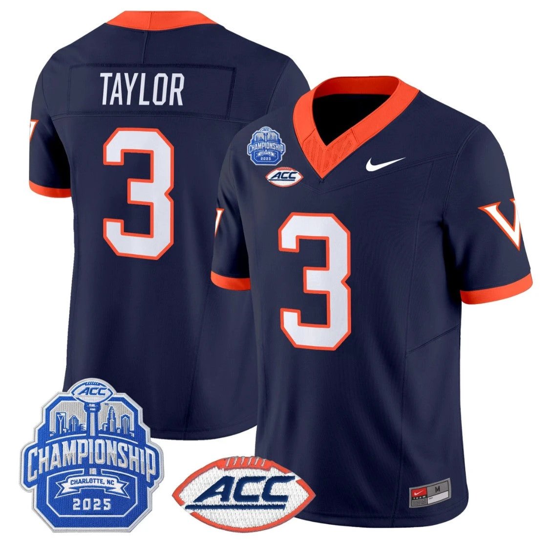J'Mari Taylor Jersey #3 Virginia 1995 Throwbacks 2025 ACC Championship Navy by NCAA Football Jersey