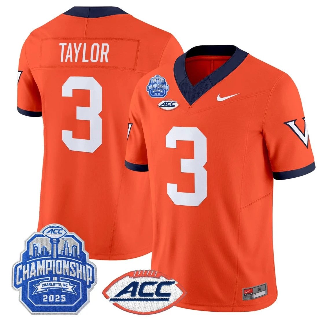 J'Mari Taylor Jersey #3 Virginia 1995 Throwbacks 2025 ACC Championship Orange by NCAA Football Jersey