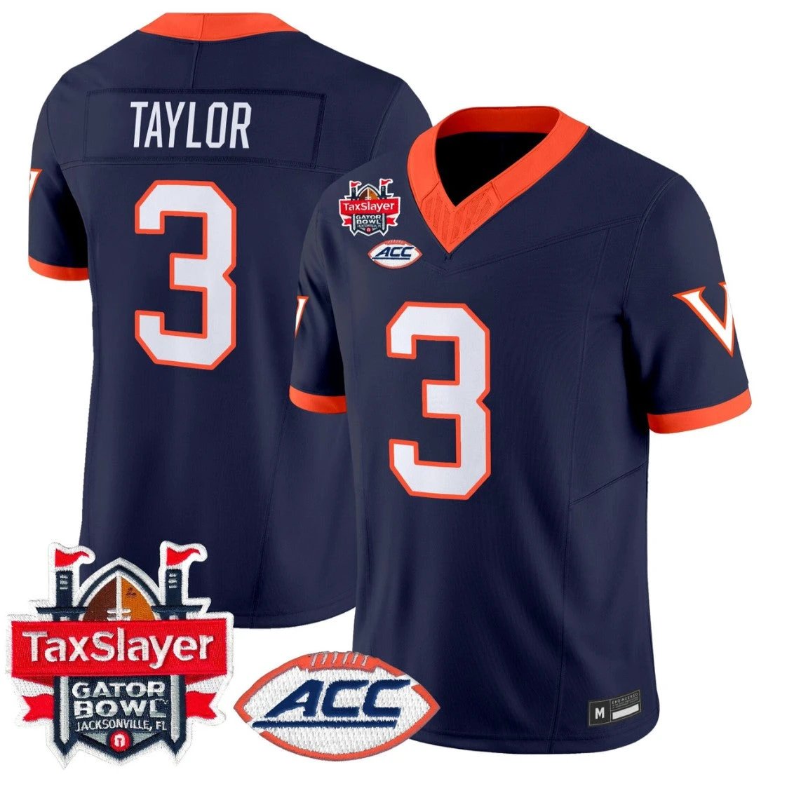 J'Mari Taylor Jersey #3 Virginia Cavaliers 1995 Throwbacks Gator Bowl Navy by NCAA Football Jersey