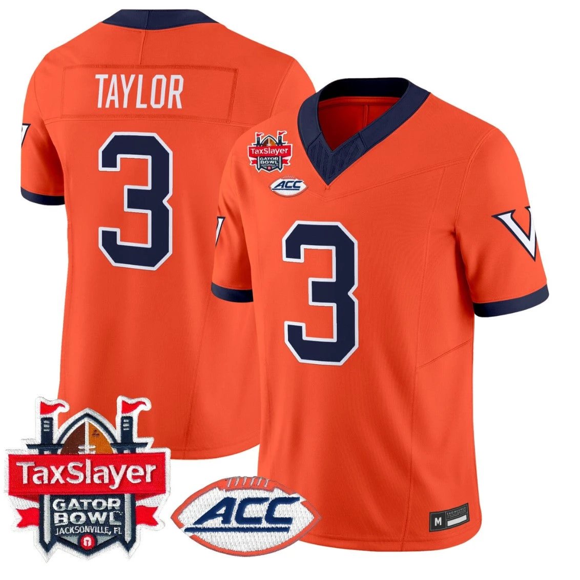 J'Mari Taylor Jersey #3 Virginia Cavaliers 1995 Throwbacks Gator Bowl Orange by NCAA Football Jersey