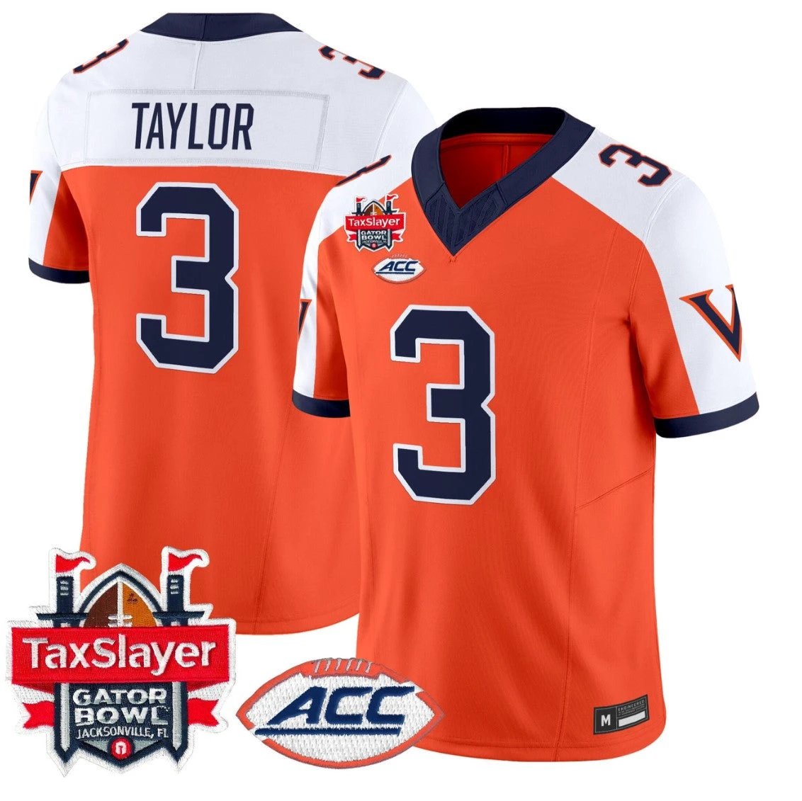 J'Mari Taylor Jersey #3 Virginia Cavaliers 1995 Throwbacks Gator Bowl Orange Alternate by NCAA Football Jersey
