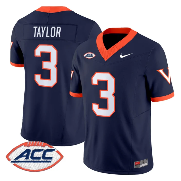 J'Mari Taylor Jersey #3 Virginia Cavaliers 1995 Throwbacks Stitched Navy by NCAA Football Jersey
