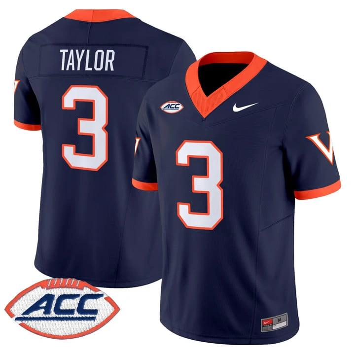 J'Mari Taylor Jersey #3 Virginia Cavaliers 2025 Vapor Limited Stitched 1995 by My Store NCAA Football Jerseys