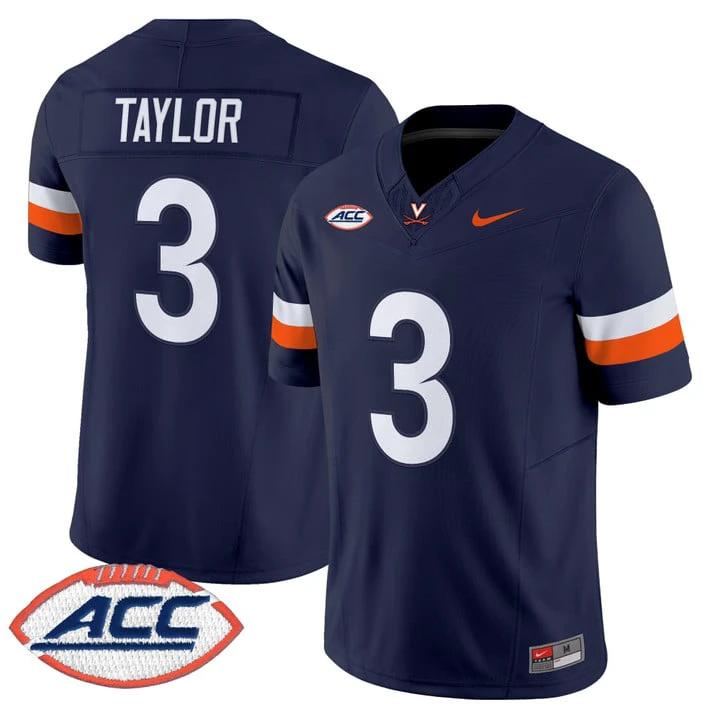 J'Mari Taylor Jersey #3 Virginia Cavaliers 2025 Vapor Limited Stitched 1995 by My Store NCAA Football Jerseys