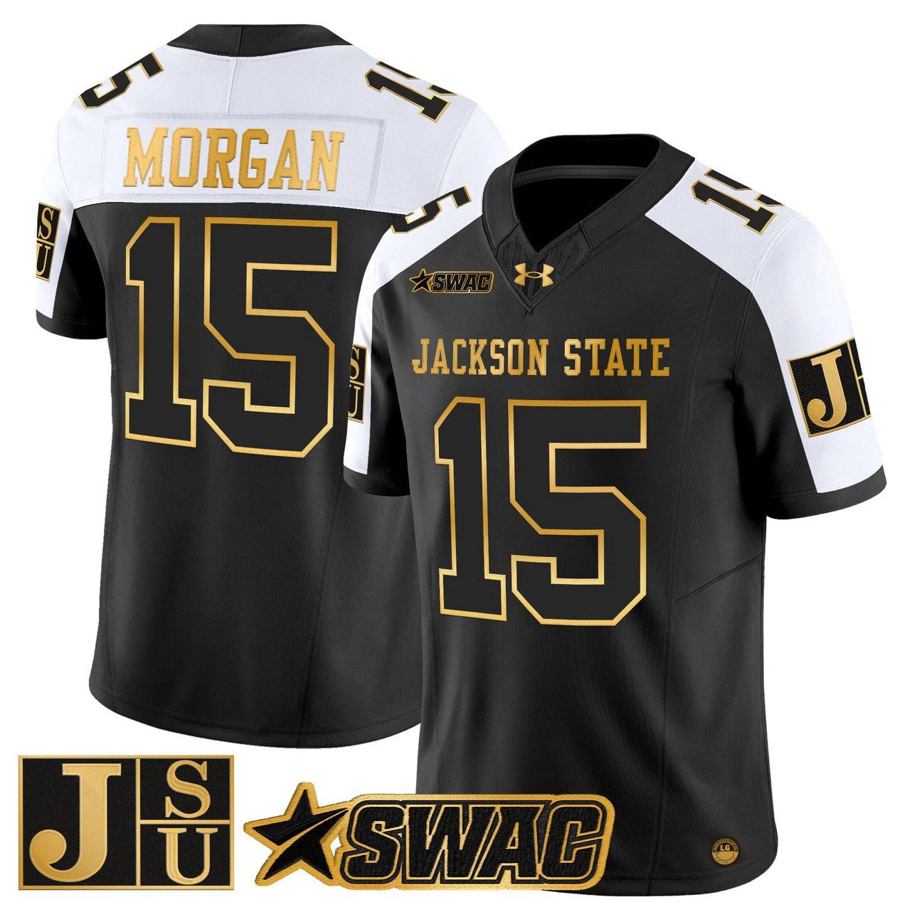 JaCobian Morgan Jersey #15 Jackson State Tigers 2025 Vapor Stitched by My Store NCAA Football Jerseys