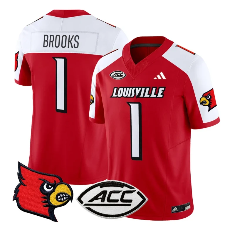 Ja'Corey Brooks Jersey #1 Louisville Cardinals Vapor Football Stitched Red Alternate by My Store