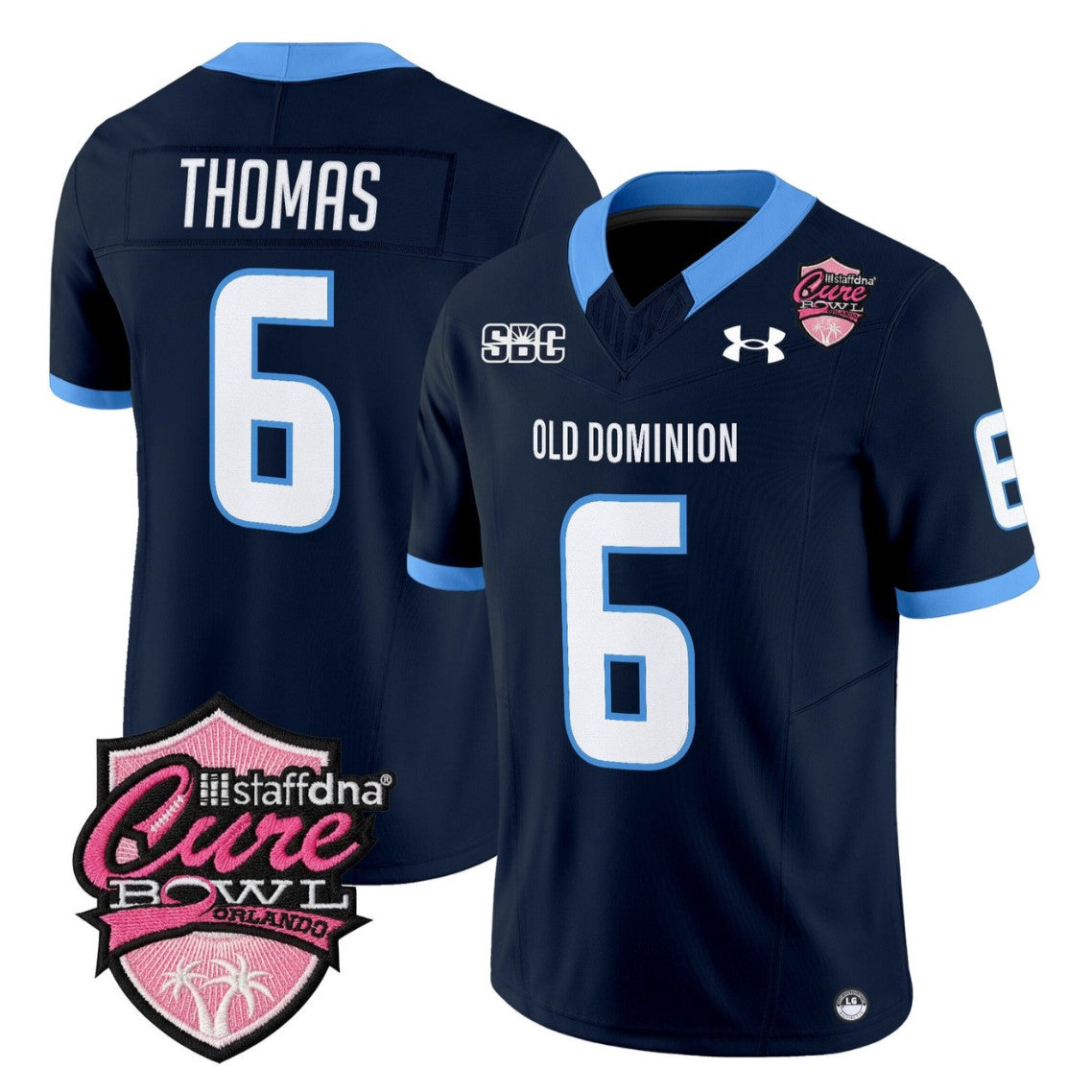 Ja'Cory Thomas Jersey #6 Old Dominion Monarchs 2025 Cure Bowl Stitched Navy by NCAA Football Jersey