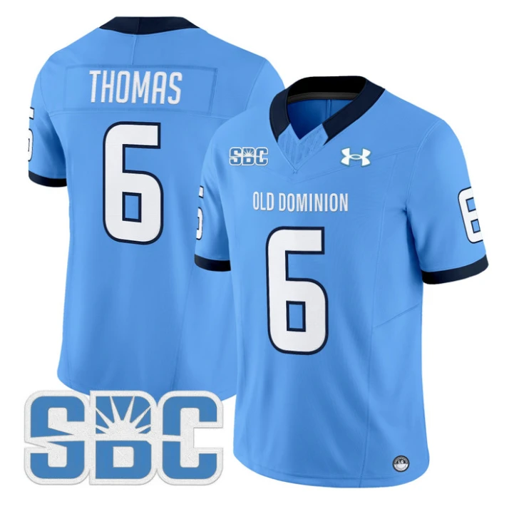 Ja'Cory Thomas Jersey #6 Old Dominion Monarchs 2025 Vapor Stitched Blue by My Store NCAA Football Jerseys